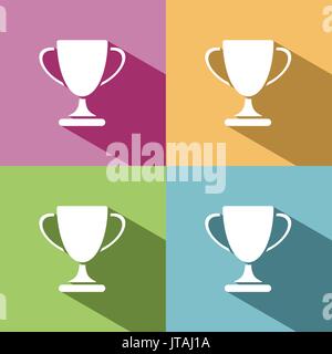 Trophy Symbol mit Schatten auf farbigem Hintergrund Stock Vektor