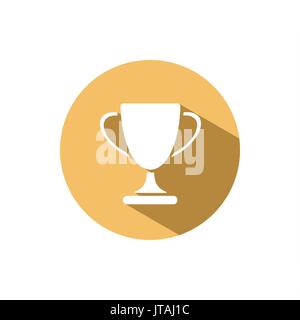 Trophy Symbol mit Schatten auf gelber Kreis Stock Vektor