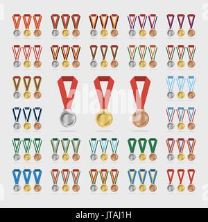 Universal sport Medaillen mit Schatten auf weißem Hintergrund Stock Vektor