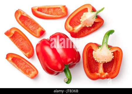 Paprika auf weißem Hintergrund. Ansicht von oben Stockfoto