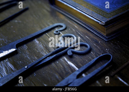 Haut-Pflege-Tool, Details der Objekte, die Haut, traditionelles Handwerk zu arbeiten Stockfoto