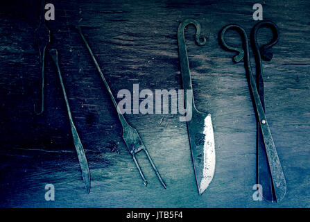 Haut-Pflege-Tool, Details der Objekte, die Haut, traditionelles Handwerk zu arbeiten Stockfoto