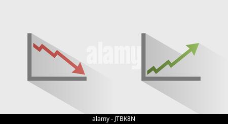 Grafische Statistiken Symbole mit Schatten auf grauem Hintergrund Stock Vektor