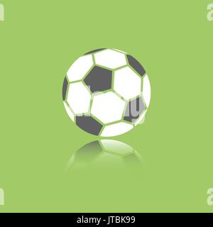 Fußball-Ikone mit Reflexion auf grünem Hintergrund Stock Vektor