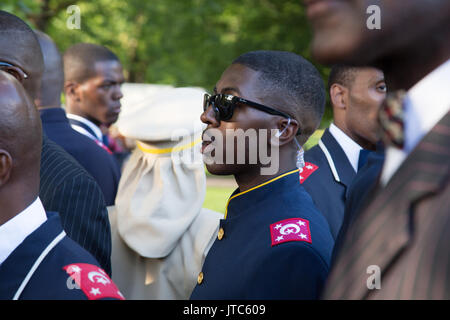 London, Großbritannien 5. August 2017 die Nation of Islam in Kennington Park während Afrika internationale Tag der Aktion im Süden Londons. Stockfoto