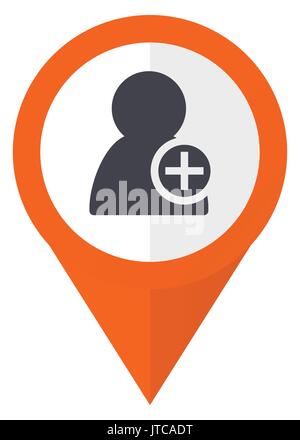 Kontakt hinzufügen orange Zeiger vektor Icon in eps 10 auf weißem Hintergrund. Stock Vektor