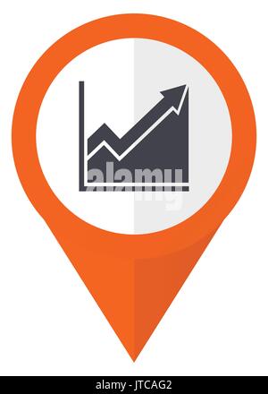 Histogramm orange Zeiger vektor Icon in eps 10 auf weißem Hintergrund. Stock Vektor