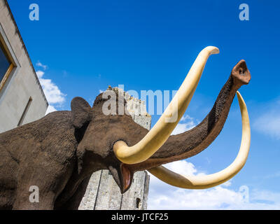 Prähistorische tier Anzeige im Chateau Le Grande-Pressigny, Frankreich. Stockfoto