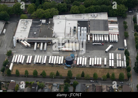 Luftaufnahme von Darigold Milch Verarbeitung Produkte Pflanze, 4058 Rainier Ave S, Seattle, Washington State, USA Stockfoto