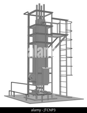 Petroleum Gas-Heizofen. Ablaufverfolgung Darstellung von 3d Stock Vektor