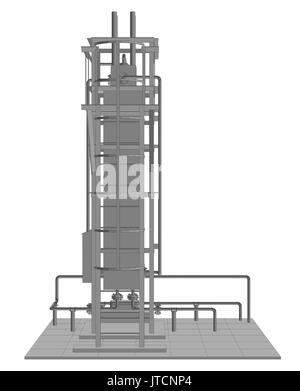 Petroleum Gas-Installation. Ablaufverfolgung Illustration 3d. Stock Vektor