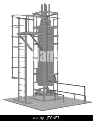 Petroleum Gas-Heizofen. Ablaufverfolgung Darstellung von 3d Stock Vektor