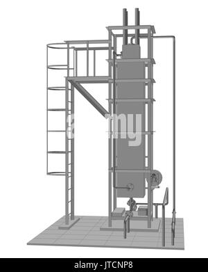 Petroleum Gas-Installation. Ablaufverfolgung Illustration 3d. Stock Vektor