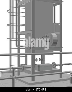 Petroleum Gas-Heizofen. Ablaufverfolgung Darstellung von 3d Stock Vektor