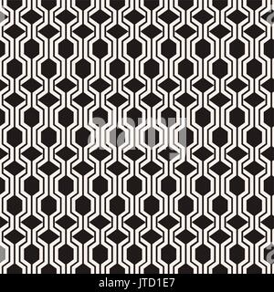 Abstract vector nahtlose Muster mit Sechsecken und Rauten. Geometrische schwarze und weiße endlose Textur kann für Textil, Geschenkpapier, Gewebe verwendet werden. Stock Vektor