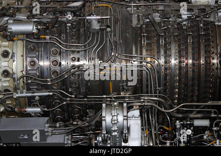 die interne Struktur der Flugmotor, Heeresflieger, Militärflugzeuge und Luft-und Raumfahrtindustrie Stockfoto