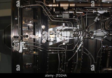 die interne Struktur der Flugmotor, Heeresflieger, Militärflugzeuge und Luft-und Raumfahrtindustrie Stockfoto