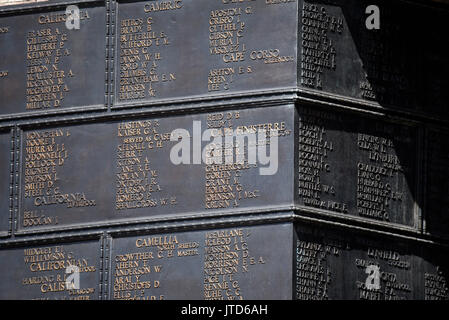 Tower Hill Memorial ist ein Commonwealth Kriegsgräber Kommission Kriegerdenkmal zum Gedenken an kriegszeiten Todesfälle von der Handelsmarine und Fischereiflotten Stockfoto