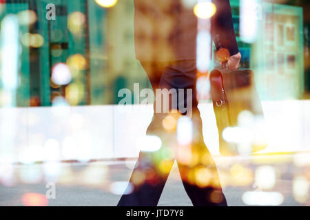 Abstraktes Bild des Geschäfts Mann, Hintergrund, Double Exposure Stockfoto