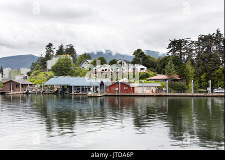 Blick auf den Hafen thereliance in Wrangell, Alaska. Stockfoto