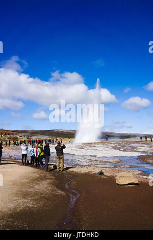 Geysir Strokkur Geysir, Geothermie, Island. Stockfoto