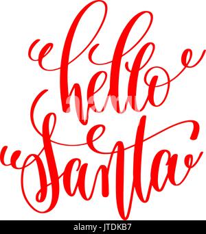 Hallo Santa Hand Schriftzug Inschrift, Winterurlaub Stock Vektor