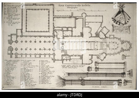 Wenzel Hollar Canterbury Cathedral Plan (Zustand 2) Stockfoto