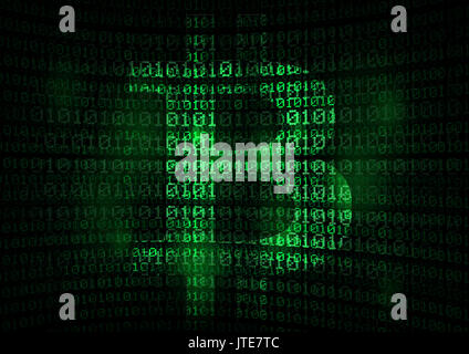 Bitcoin Symbol auf der binäre Code Hintergrund - bitcoin Label Stockfoto