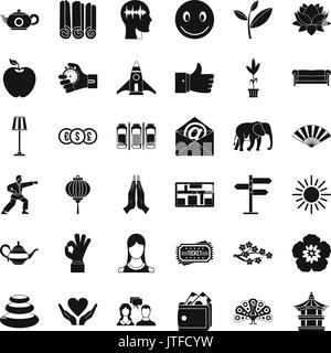 Gesund yoga Symbole gesetzt, einfachen Stil Stock Vektor