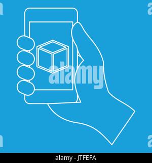 Mit 3-D-Modell Symbol Smartphone, outline Style Stock Vektor
