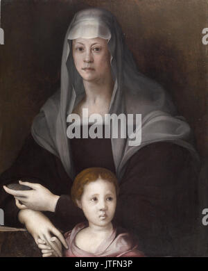 Pontormo Portrait von Maria Salviati de' Medici mit Giulia de' Medici Stockfoto