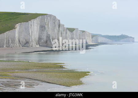 Die sieben Schwestern, von Seaford Kopf gesehen, East Sussex, Großbritannien Stockfoto