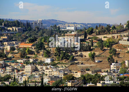 Blick auf St. Peter in Gallicantu, eine Römisch-katholische Kirche in der Stadt Jerusalem, Israel. Stockfoto