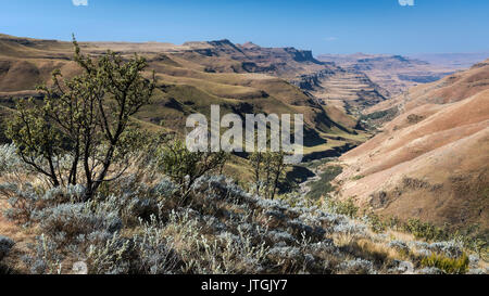 Sani Pass Blick, Südliche Drakensberge, Südafrika Stockfoto