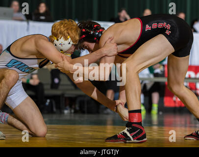 Wrestling Action bei den Masters Turnier in Redding, Kalifornien. Stockfoto