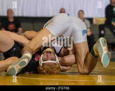 Wrestling Action bei den Masters Turnier in Redding, Kalifornien. Stockfoto