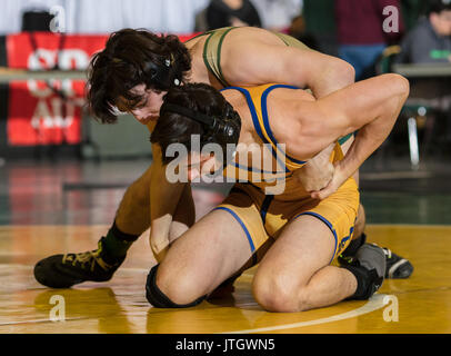 Wrestling Action bei den Masters Turnier in Redding, Kalifornien. Stockfoto