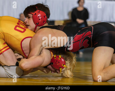 Wrestling Action bei den Masters Turnier in Redding, Kalifornien. Stockfoto