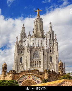 Tempel des Heiligsten Herzens Jesu am Tibidabo Berg, Barcelona, Spanien, Europa Stockfoto