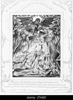 William Blake Die Zerstörung der Söhne der Platte des Job3 von 'Abbildungen des Buches Ijob' Stockfoto