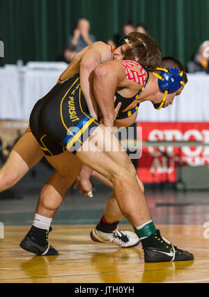 Wrestling Action bei den Masters Turnier in Redding, Kalifornien. Stockfoto