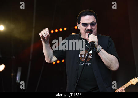 Budapest, Ungarn. 8 Aug, 2017. Amerikanische Sänger Bobby Kimball an den Flügeln der Freiheit Konzert auf dem Sziget Festival in Budapest, Ungarn, 8. August 2017. Das Sziget Festival, ursprünglich bekannt als Eurowoodstock, wurde zum ersten Mal vor 25 Jahren statt. Foto: Ursula Düren/dpa/Alamy leben Nachrichten Stockfoto