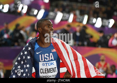 London, Großbritannien. 9. August 2017. Kerron Clement (USA) den dritten Platz in der Männer 400m Hürden Finale an der London Stadion, am Tag sechs Der IAAF World Championships in London 2017. Credit: Stephen Chung/Alamy leben Nachrichten Stockfoto