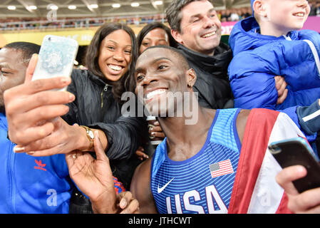 London, Großbritannien. 9. August 2017. Kerron Clement (USA) den dritten Platz in der Männer 400m Hürden Finale an der London Stadion, am Tag sechs Der IAAF World Championships in London 2017. Credit: Stephen Chung/Alamy leben Nachrichten Stockfoto
