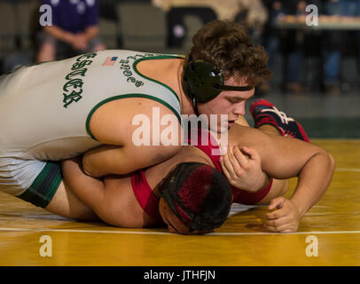 Wrestling Action bei den Masters Turnier in Redding, Kalifornien. Stockfoto