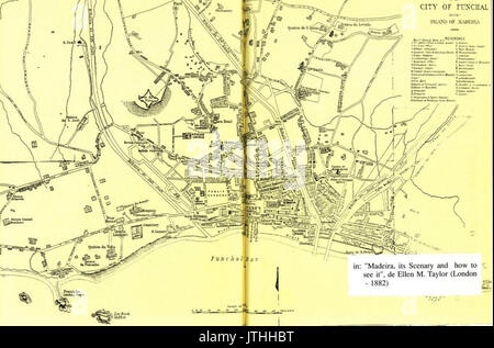 Plan von Funchal, von Ellen M. Taylor, 1882 veröffentlicht. Stockfoto