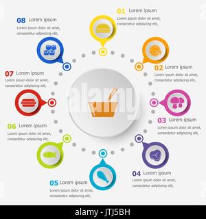 Infografik Vorlage mit Essen Icons, Vektor Stock Vektor