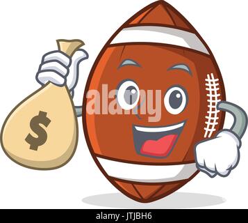 American football Charakter cartoon mit Geld beutel Stock Vektor