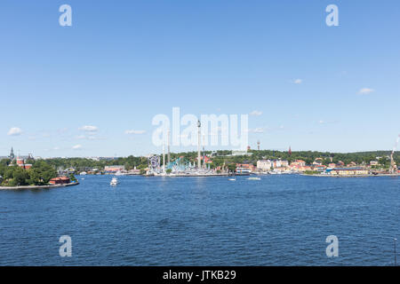 Gröna Lund Freizeitpark in Stockholm gesehen von der Stadt Sodermalm Soder Bereich Stockfoto