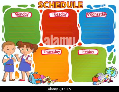 Schule Stundenplan thematische Bild Vektor-Illustration. Stock Vektor